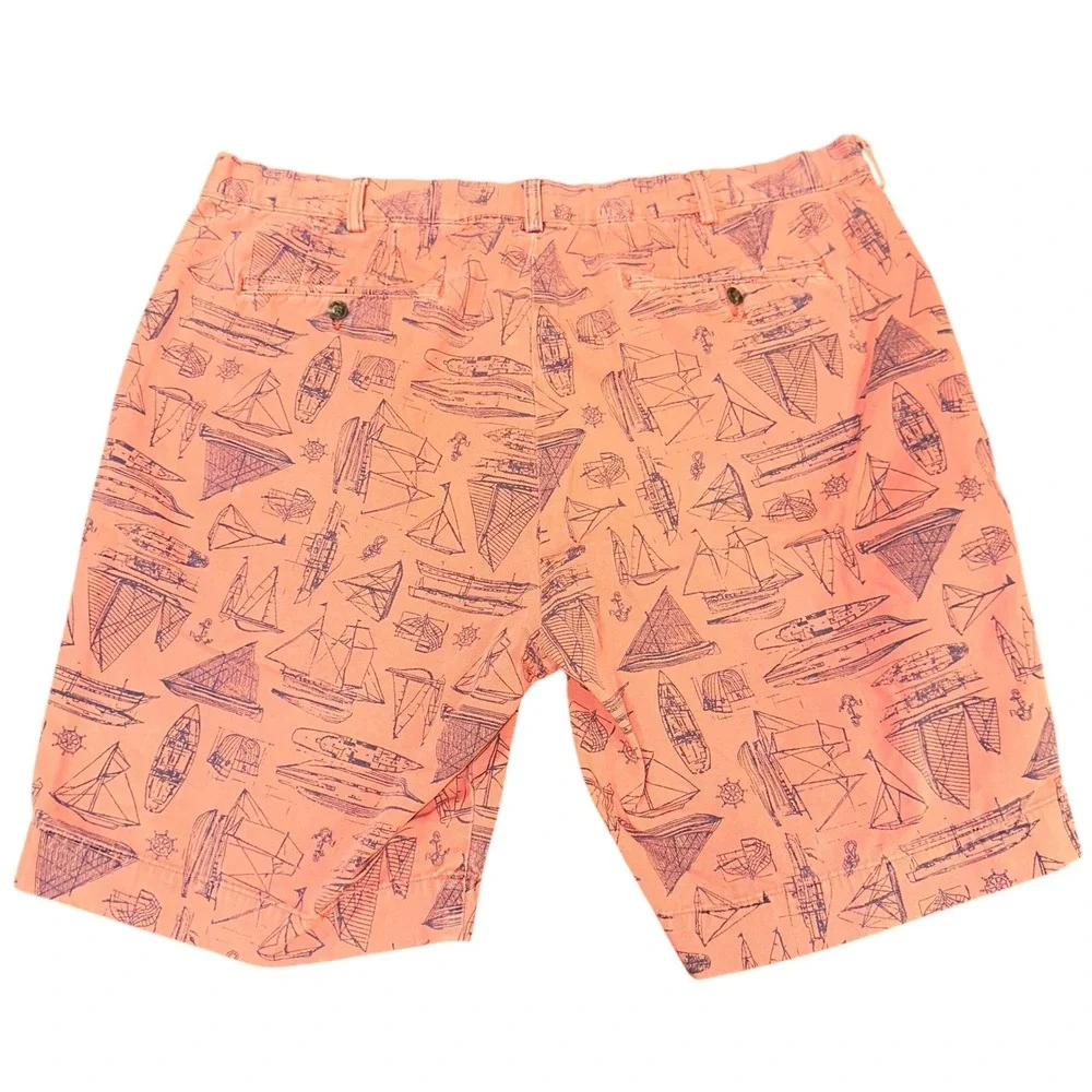 Polo Ralph Lauren Mens 38 Shorts Salmon Pink Nautical Sailboat Canvas Chino Boat